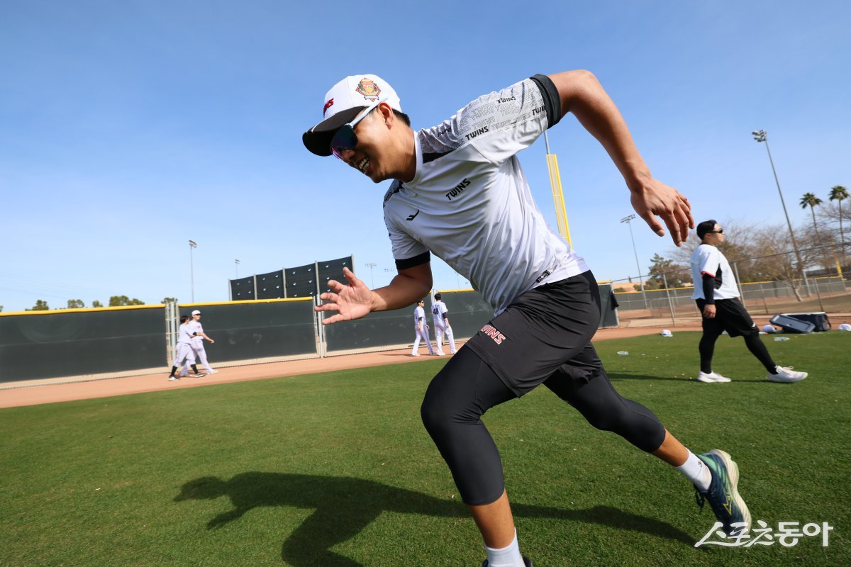 미국 애리조나주 스코츠데일에서 훈련 중인 LG 정우영. 사진제공｜LG 트윈스