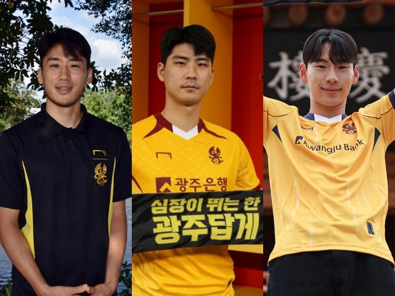 광주는 새 시즌 주축들의 이탈로 전력에 균열이 생기는 듯했다. 하지만 유럽무대를 경험한 선수들이 있기에 걱정을 덜었다. 독일에서 뛴 최경록이 중원에 버티고 있고, 박인혁과 황재환(왼쪽부터)도 가세해 팀에 큰 도움을 줄 것으로 기대된다. 사진제공|광주FC