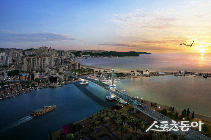 오는 10월 조기 개통될 포항 동빈대교 조감도. 사진제공ㅣ포항시