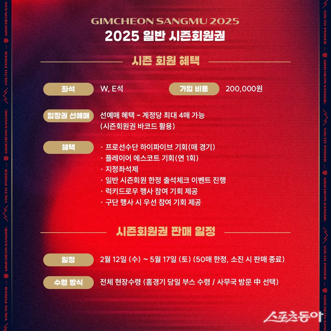 김천상무 2025 시즌회원권 안내. 사진제공|김천상무프로축구단
