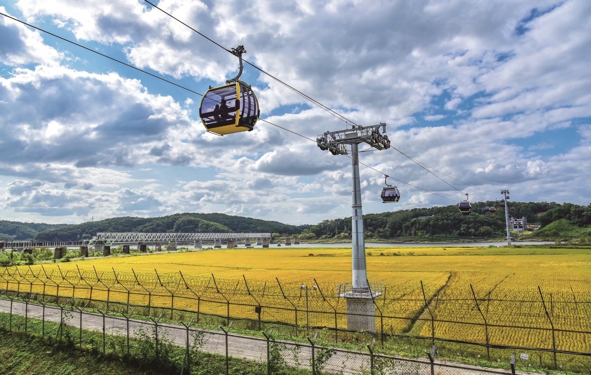 ‘광복 80호, DMZ 평화열차’ 2코스의 파주 임진각 평화곤돌라 사진제공|코레일관광개발