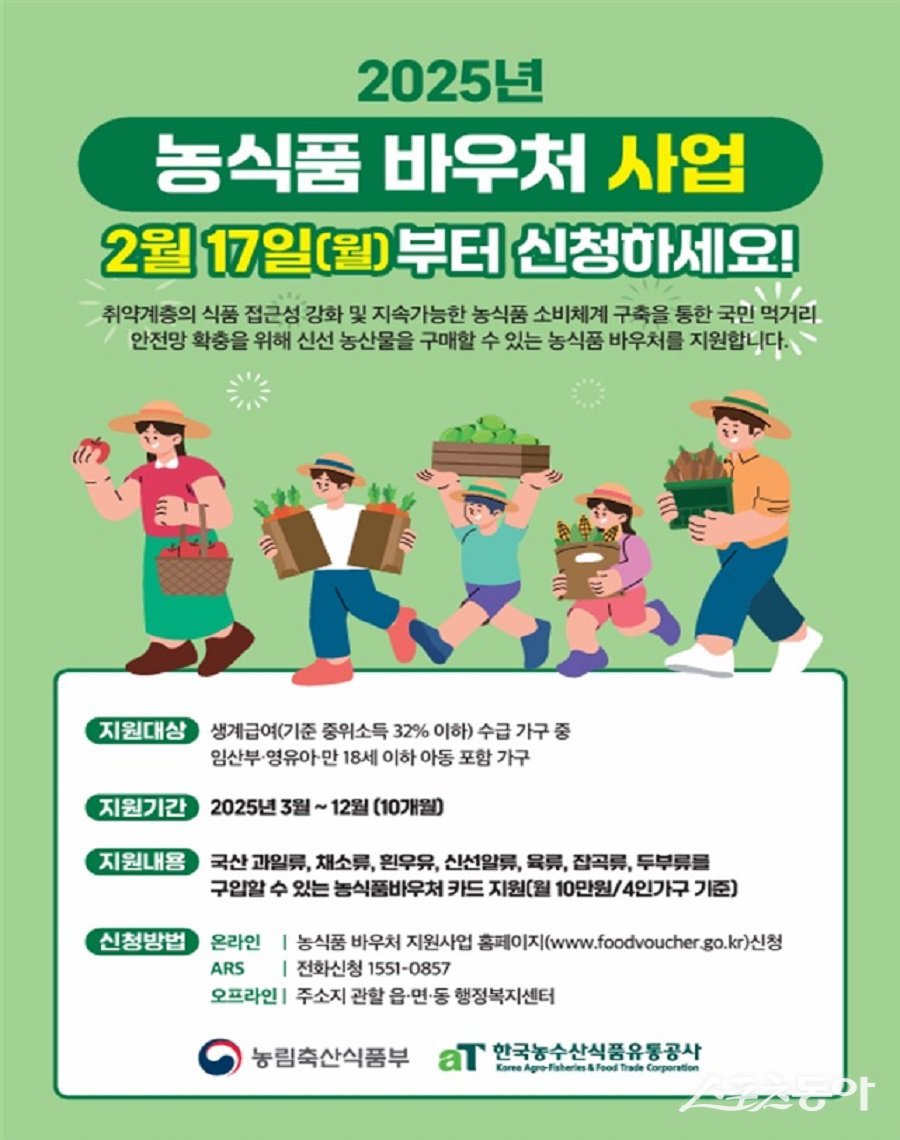 인천광역시는 취약계층의 농식품 소비체계 구축을 위해 ‘농식품 바우처’ 사업을 지원한다(포스터). 사진제공|인천시청