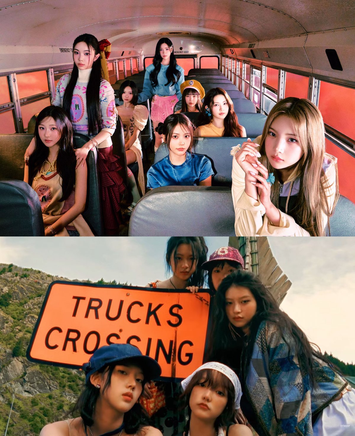 8인조 하츠투하츠와 5인조 키키(위부터)가 5세대 새 ‘걸그룹 대전’을 펼친다. 사진제공|SM엔터테인먼트·스타쉽엔터테인먼트