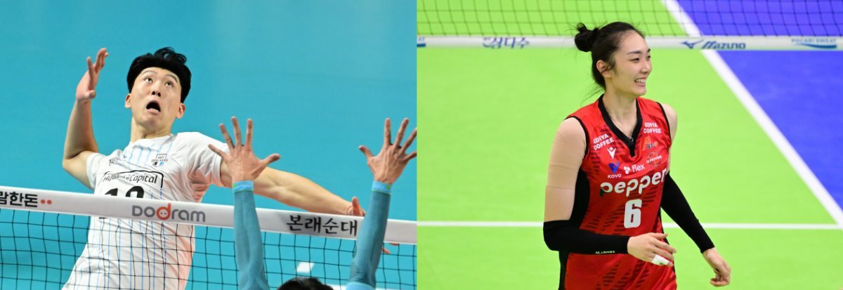 중국 내 ‘성대항 배구대회’ 개최의 여파로 다음 시즌 V리그 아시아쿼터 트라이아웃에 지원한 중국 선수가 없다. 현재 V리그 무대를 누비고 있는 현대캐피탈 신펑(왼쪽)과 페퍼저축은행 장위의 거취에도 눈길이 쏠린다. 사진제공|KOVO