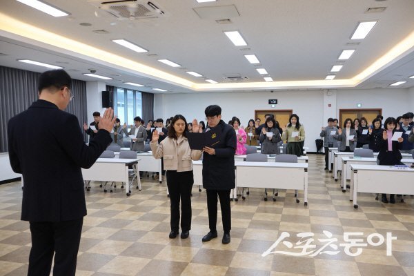 청도교육지원청이 청렴실천 다짐식을 진행하고 있다. 사진제공 ㅣ 청도교육지원청