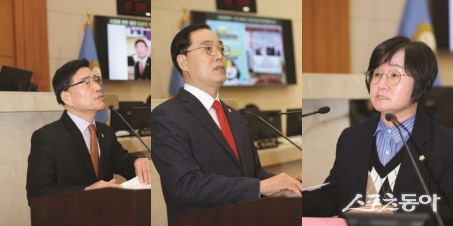 왼쪽부터 김성조 의원, 이상범 의원, 김은주 의원. 사진제공｜포항시의회