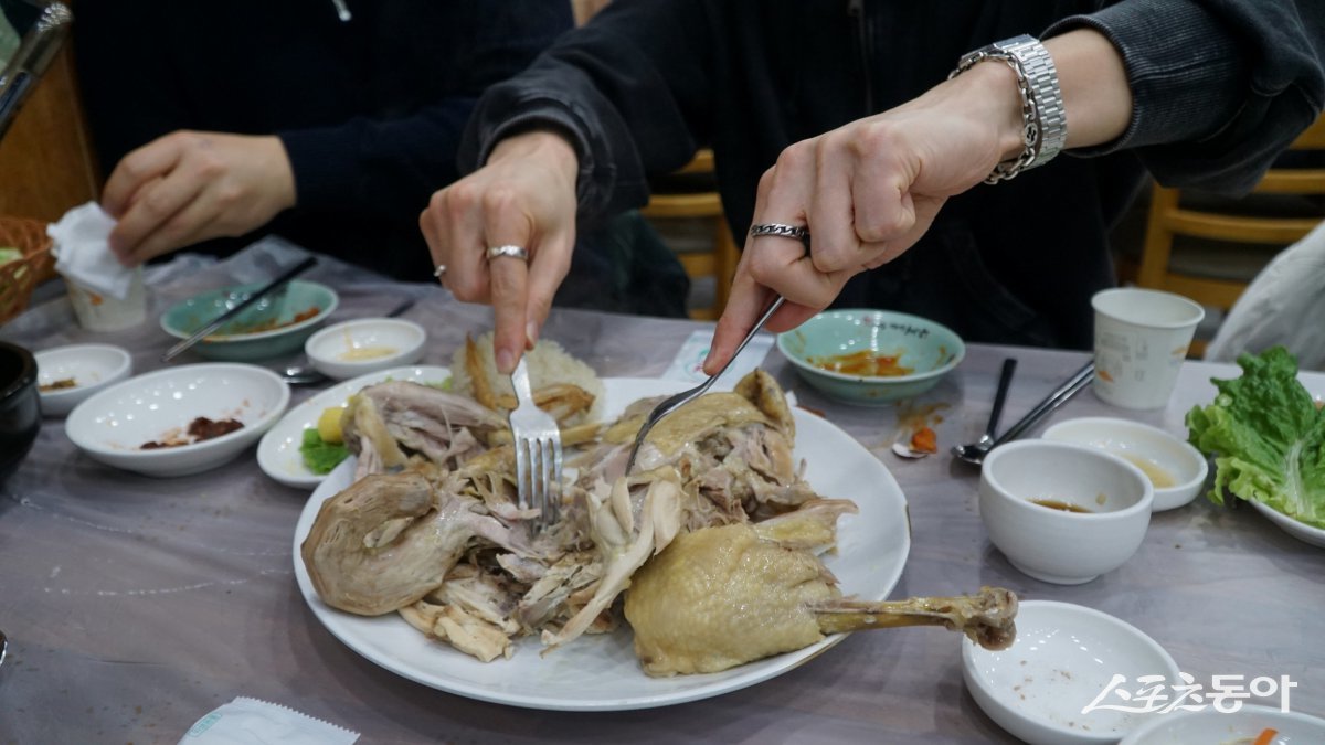 해남 ‘돌고개가든’의 닭코스 요리 중 보양백숙.  해남은 닭을 부위별로 다양하게 조리해 순서대로 내는 코스가 향토 요리로 자리잡아 전문 음식점들이 맛집 타운을 형성하고 있다    해남｜김재범 기자 oldfield@donga.com
