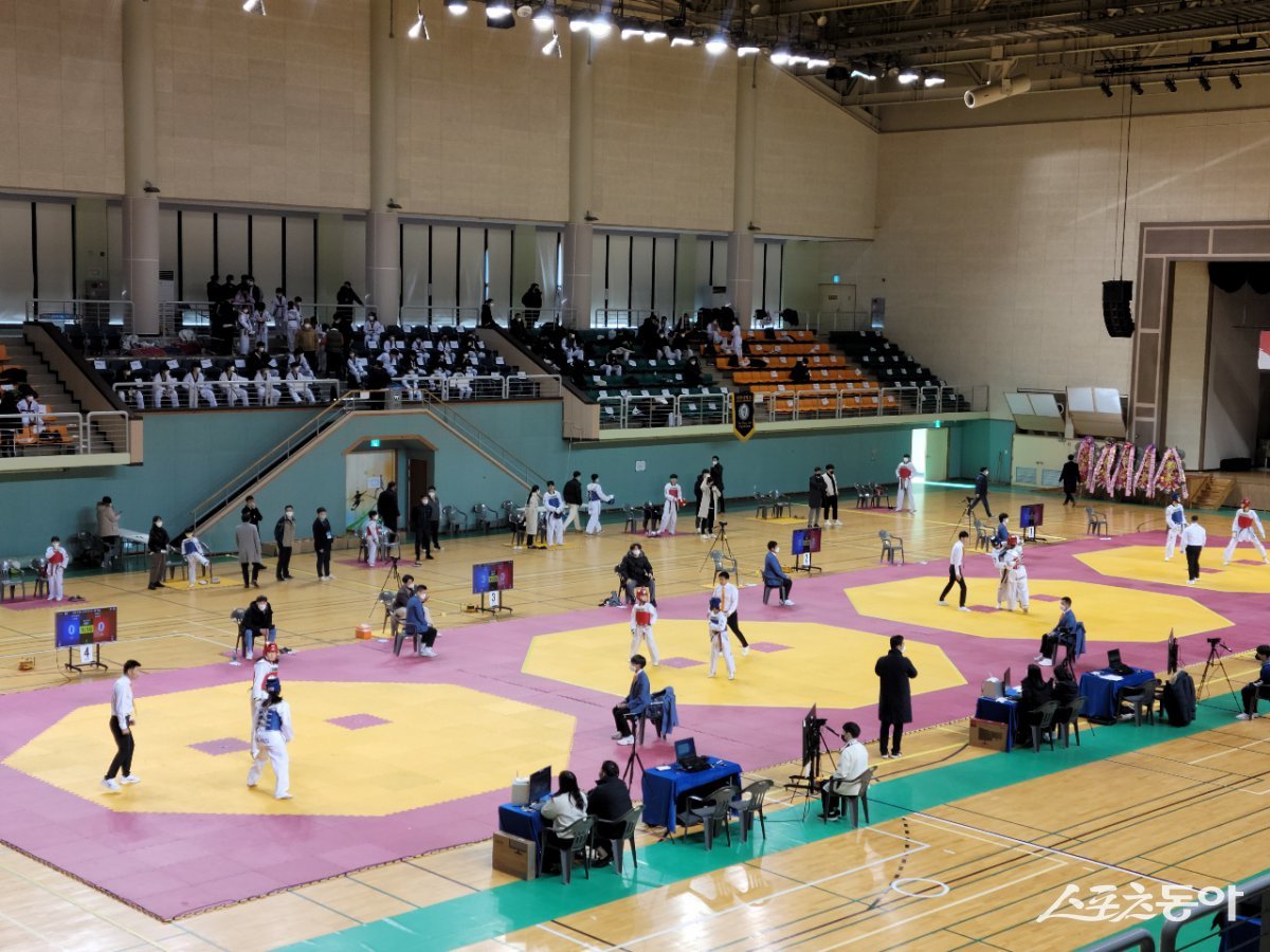 지난 29일, 군립체육관에서 열린 ‘제45회 전북특별자치도교육감배 태권도 대회’. 사진제공=고창군