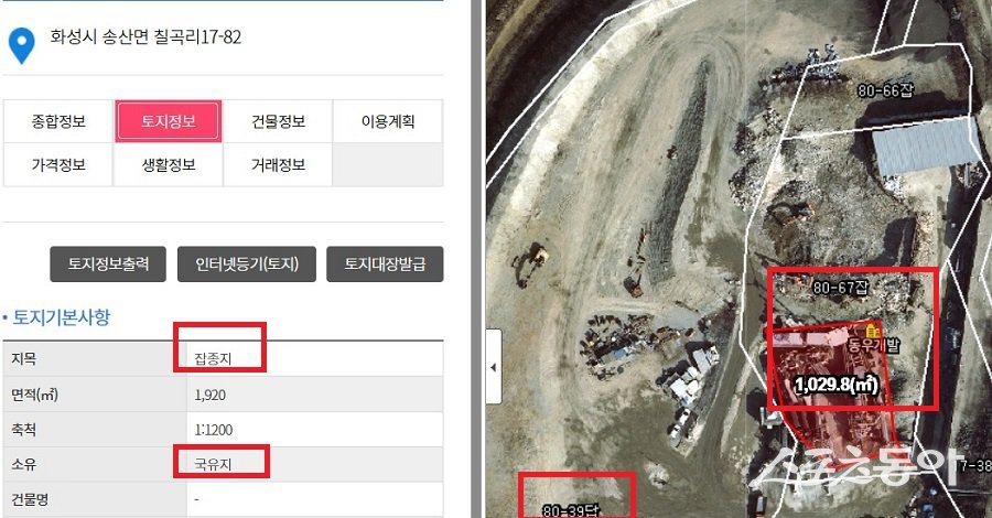 화성시 서신면 전곡리 80-67번지 일대 모습. 사진제공|경기도 지도 포털