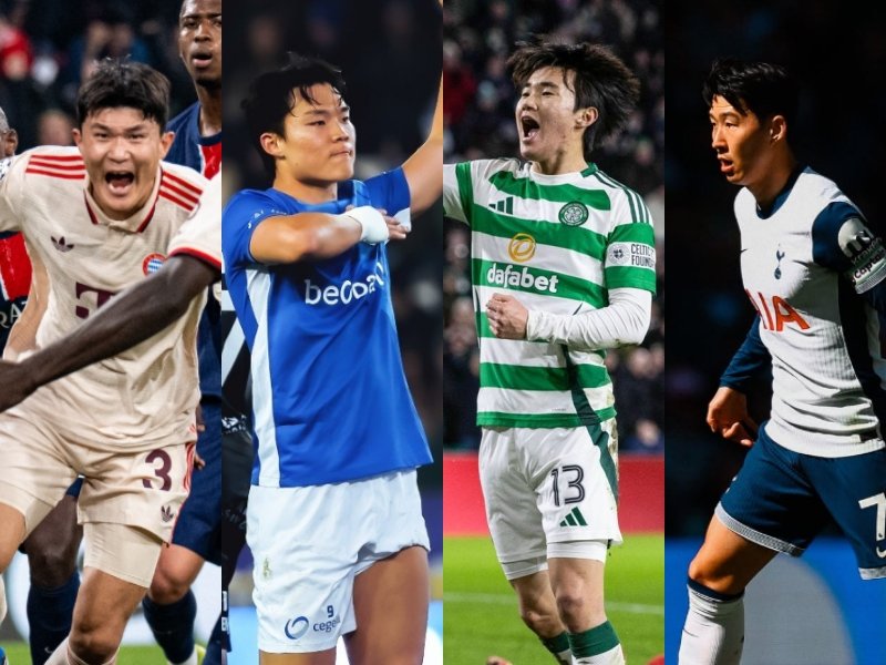 바이에른 뮌헨 김민재, 헹크 오현규, 셀틱 양현준은 모두 올 시즌 리그 우승에 가까워졌으나, 토트넘 손흥민(왼쪽부터)은 리그에서 고전하고 있다. 그 대신 유일하게 생존한 컵 대회인 UEL에 사활을 건다. 사진출처|바이에른 뮌헨·헹크·셀틱·토트넘 SNS