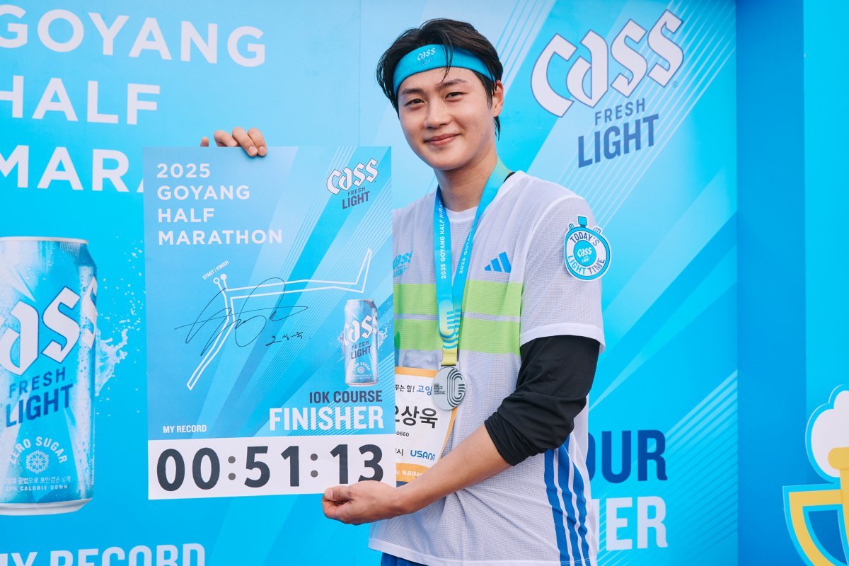 2025 고양특례시 하프마라톤 공식 후원 행사에 참석한 오상욱 선수. 사진제공 ｜오비맥주