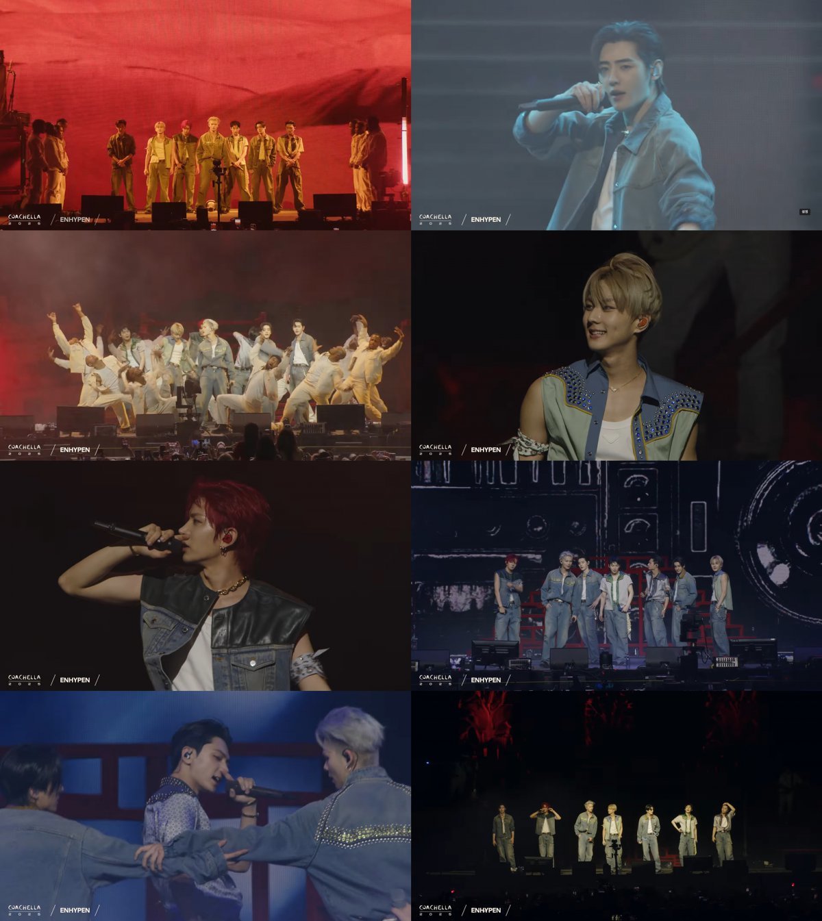 한국시간으로 13일 오후 코첼라 무대에 서 ‘45분 극강의 라이브’를 선보인 엔하이픈 사진제공|빌리프랩