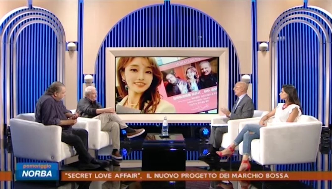 이탈리아 텔레노르바 TV의 ‘POMERIGGIO NORBA’ 토크쇼에 출연한 마르끼오 보사. 가운데 화면에 류지수가 보인다.     