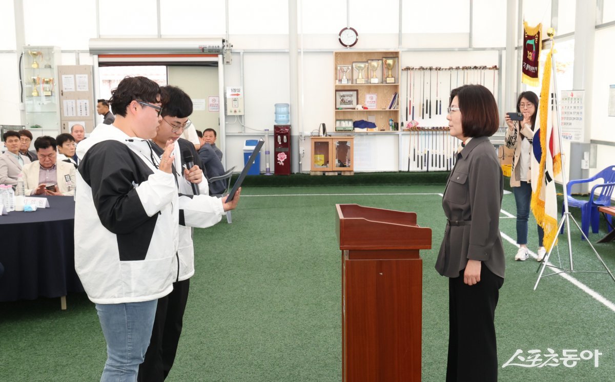 안성시 제15회 경기도장애인체육대회 출정식 개최 모습(김보라 안성시장). 사진제공|안성시