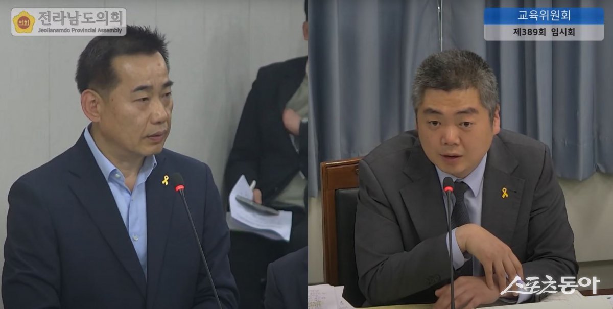 박원종 전라남도의원이 4월 16일 제389회 임시회 전라남도교육비특별회계 2025년 제1회 추가경정예산안 심사에서 자기주도 학습센터 공모에 대해 질의하고 있다. 사진제공=전남도의회