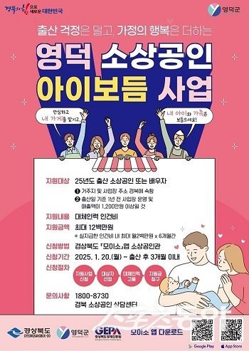 영덕군, 소상공인 아이보듬 지원사업. 사진제공 l 영덕군