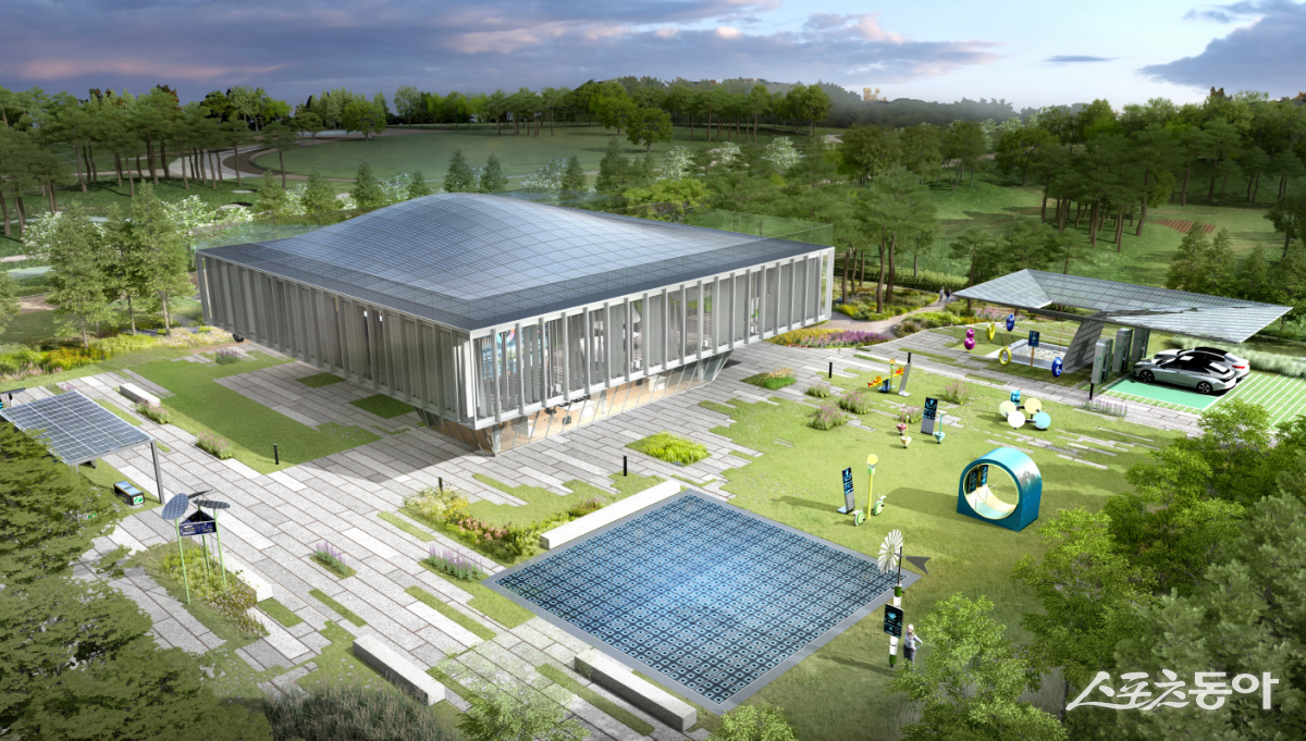 GH가 야심차게 추진하는 RE200 건축물은 광명시 가학동 일원에 조성되는 광명학온지구 내 문화공원 관리동이다(건물 조감도). 사진제공｜경기주택도시공사