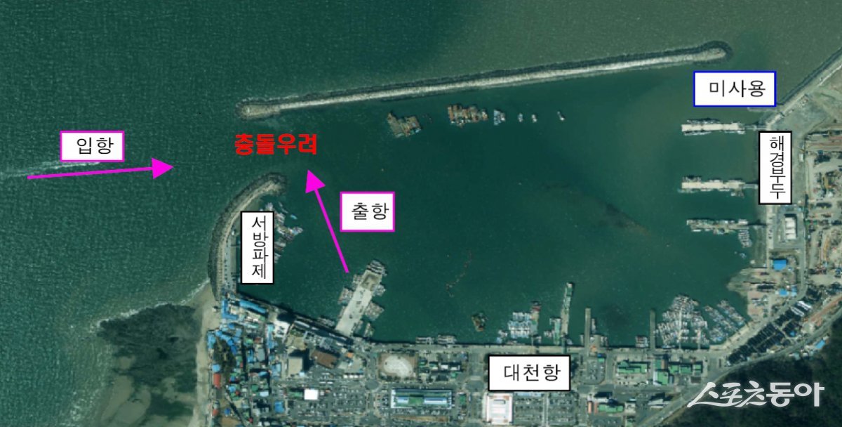 충남도가 보령시 대천항 입·출항 선박 간 충돌사고 예방을 위해 첨단 인공지능(AI) 기반의 선박충돌방지시스템을 도입한다(대천항 현황도). 사진제공｜충남도