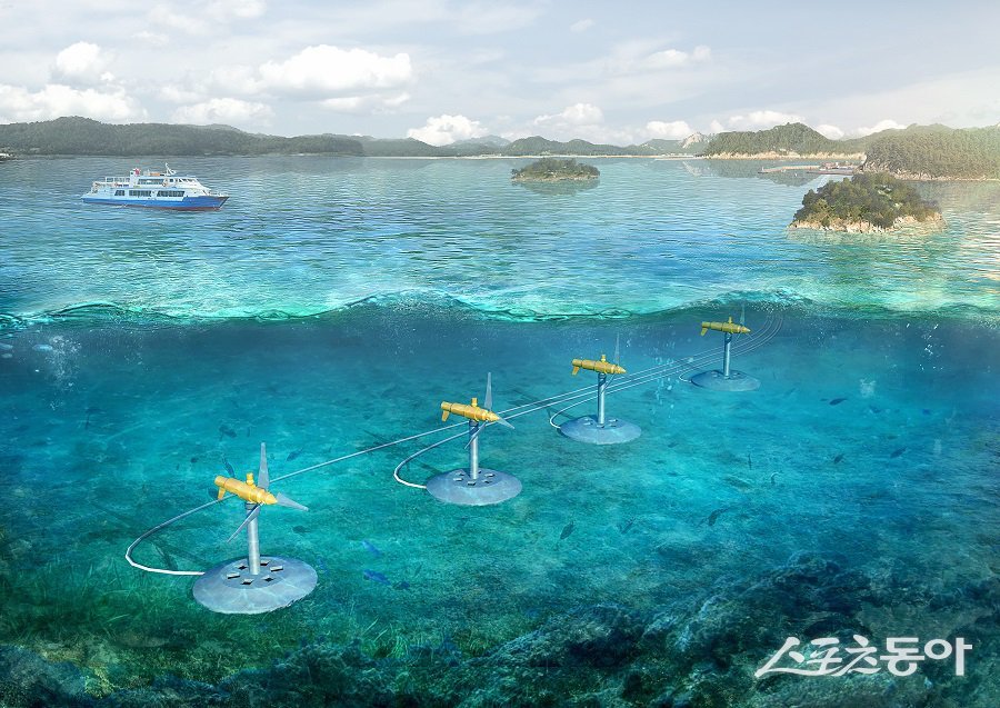 바닷물의 흐름을 이용해 전기를 생산하는 착저형 조류발전기 구상도. 사진제공=신안군