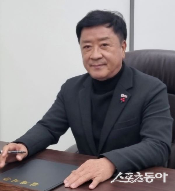 김종태 고령군체육회장이 제63회 경북도민체전 인터뷰 중 체육회 발전방향에 대해 이야기하고 있는 모습. 사진제공｜고령군체육회