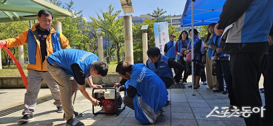 인천 계양구, 여름철 풍수해 대비 민·관·경·소방 합동 훈련을 실시했다. 사진제공|인천 계양구청