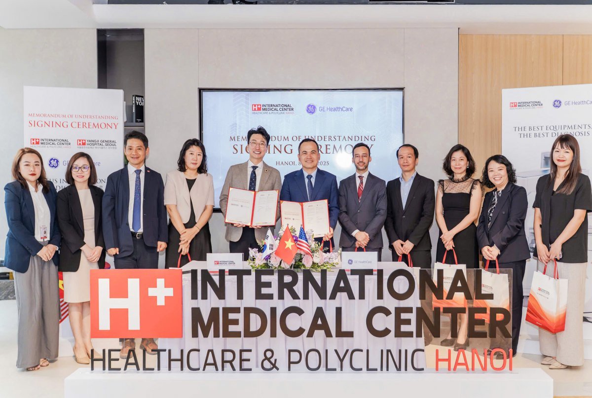 8일 베트남 ‘H+하노이’에서 진행한 GE헬스케어 베트남과의 MOU 협약식 사진제공|H+양지병원