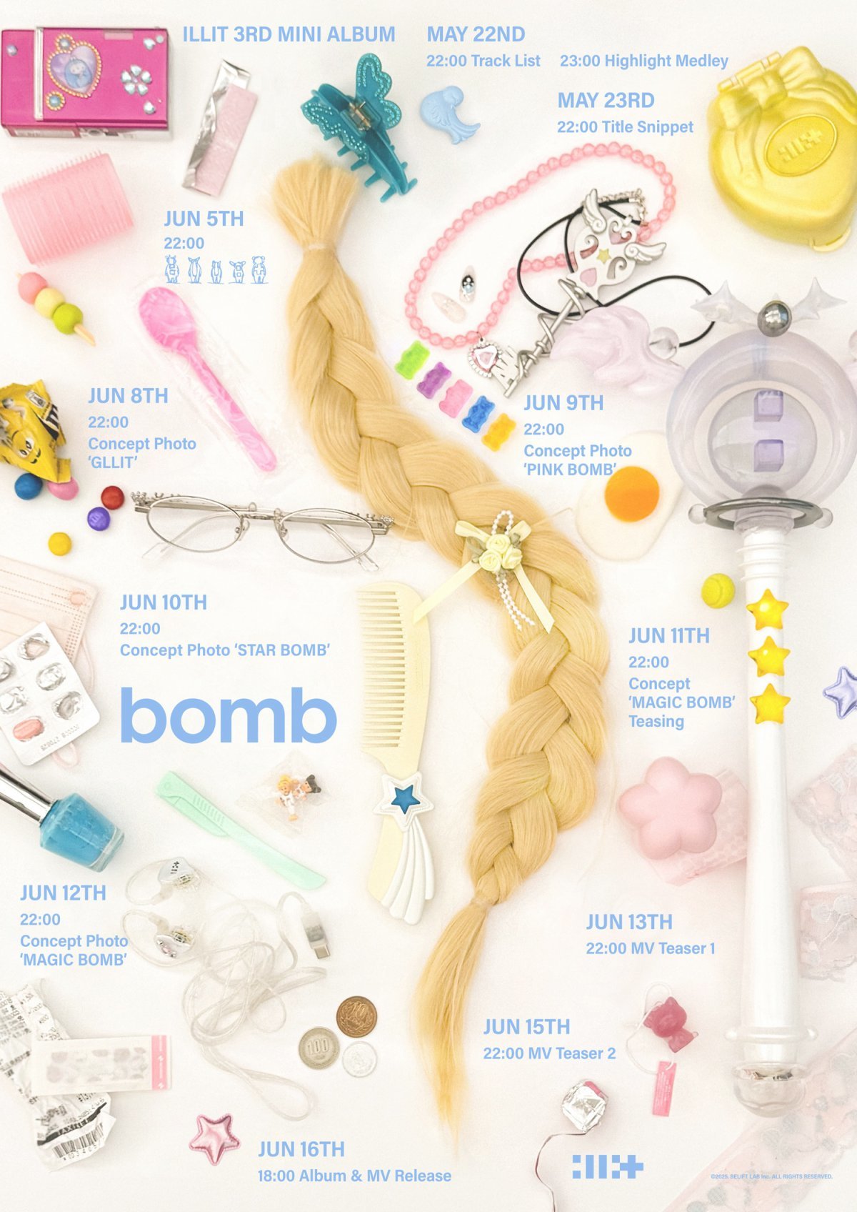 그룹 아일릿이 미니 3집 ‘bomb’의 프로모션 캘린더 영상을 게재했다. 프로모션 일정 중 6월 5일 콘텐츠에는 의문의 동물 그림만 그려져 있어 궁금증을 자아낸다. 사진 제공 | 빌리프랩