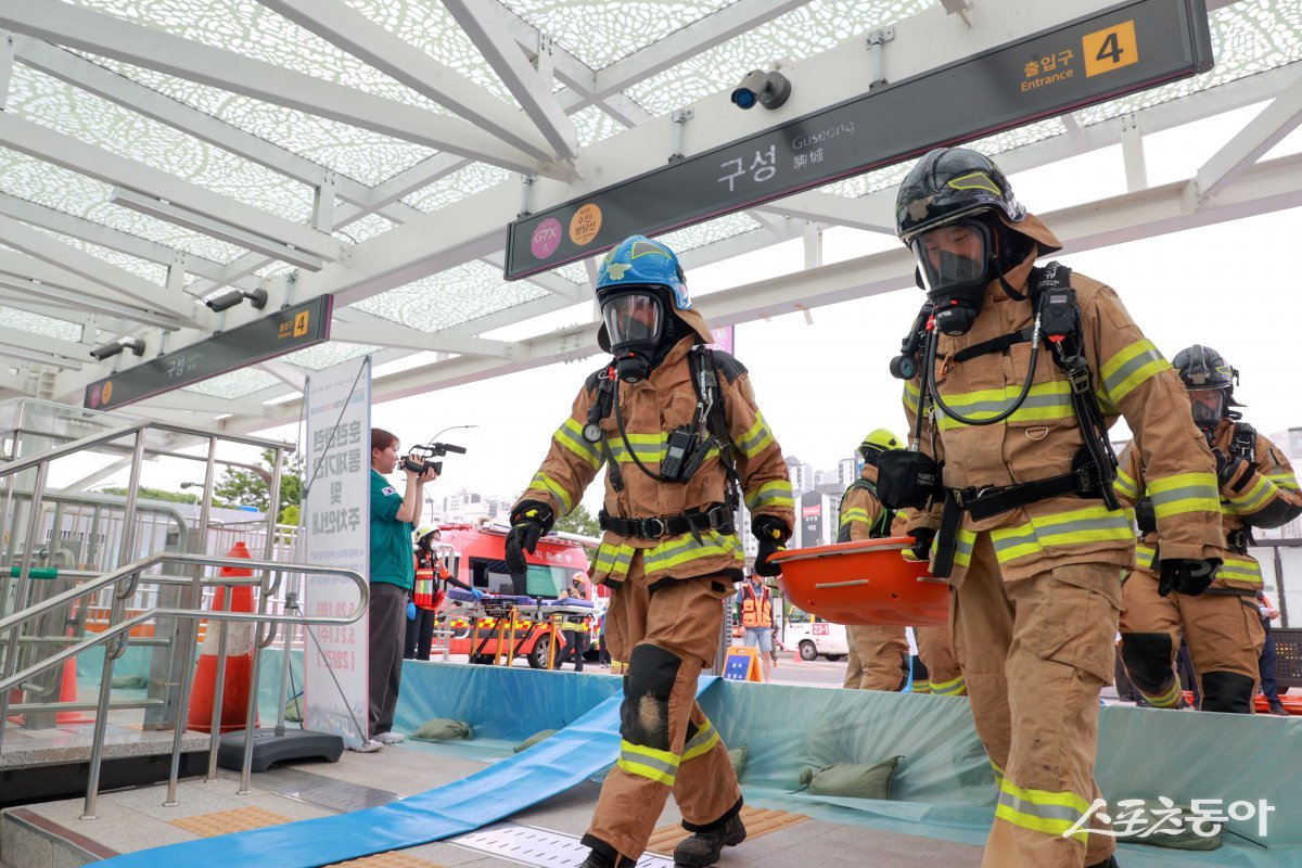 지난 21일 구성역에서 2025년 레디코리아 2차 훈련이 진행됐다. 사진제공｜용인시