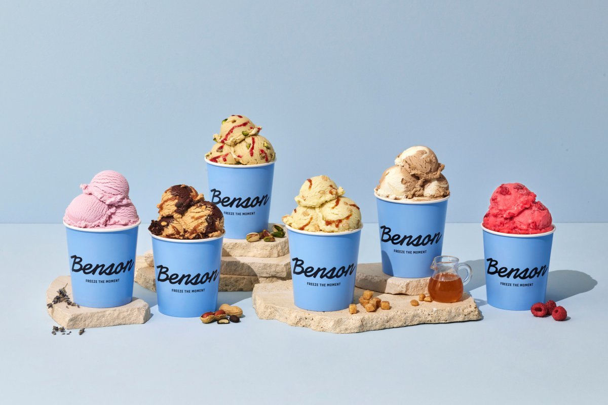 허니 라벤더와 피넛버터&초콜릿 등 벤슨 제품군. 사진제공｜베러스쿱크리머리