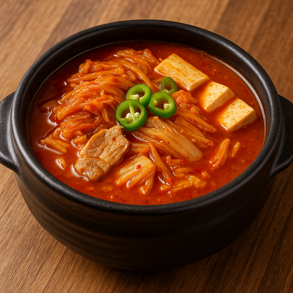 뚝배기에 담긴 김치찌개.