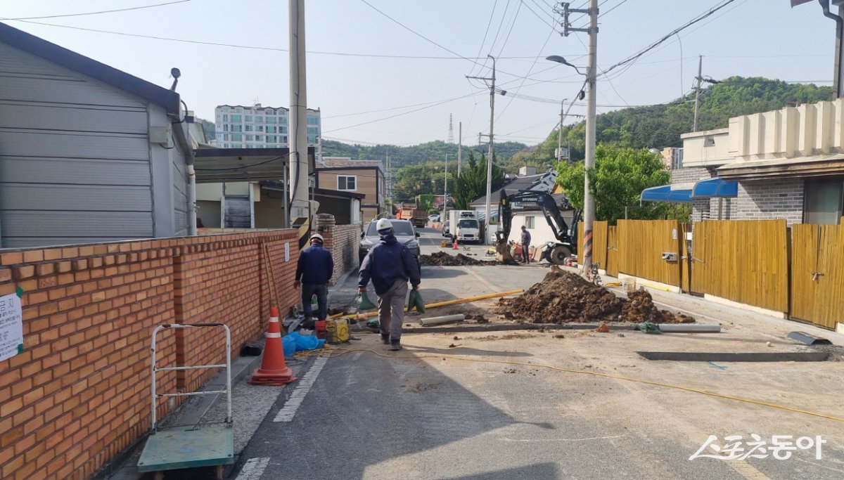 도시가스 설치 공사 현장. 사진제공=강진군