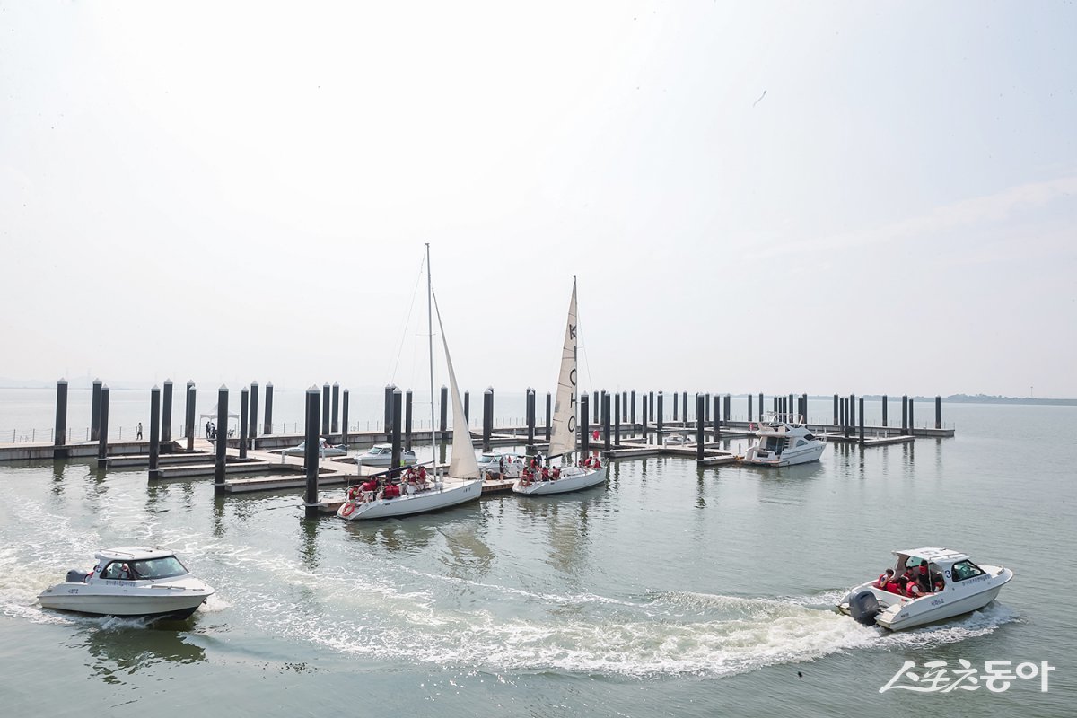 거북섬 마리나시설 90척 가량의 선박 계류가 가능하다. 사진제공|시흥시