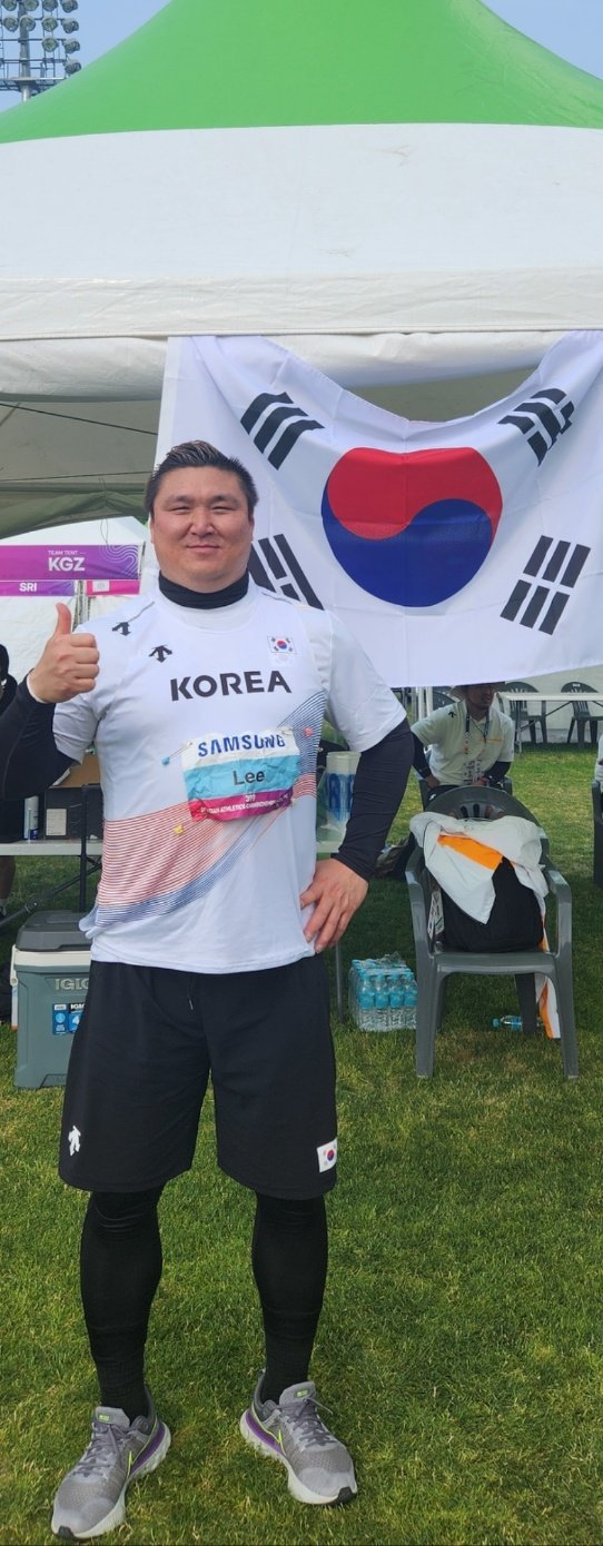 이윤철은 28일 경북 구미시민운동장에서 열린 2025구미아시아육상경기선수권대회 2일째 남자 해머던지기 결선에서 66m70을 던져 7위에 올랐다. 43세라는 적지 않은 나이에도 그가 보인 경쟁력은 박수를 받을 만했다. 사진제공│이윤철 본인제공