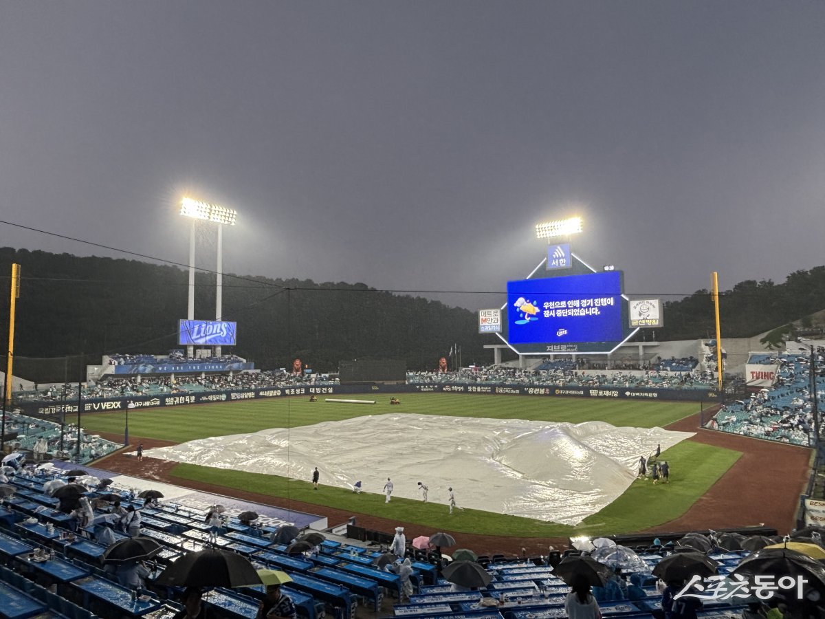 28일 대구삼성라이온즈파크에서 열릴 예정이던 롯데-삼성전이 비로 취소됐다. 대구|강산 기자 posterboy@donga.com