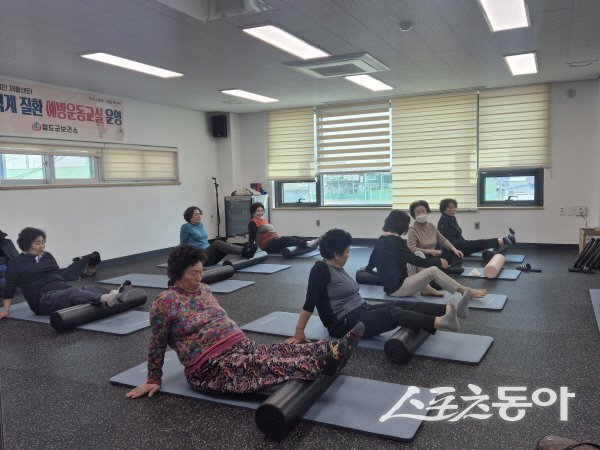 청도군 보건소가 성공적으로 운영한 ‘근골격계질환 예방운동교실’ . 사진제공 ㅣ 청도군