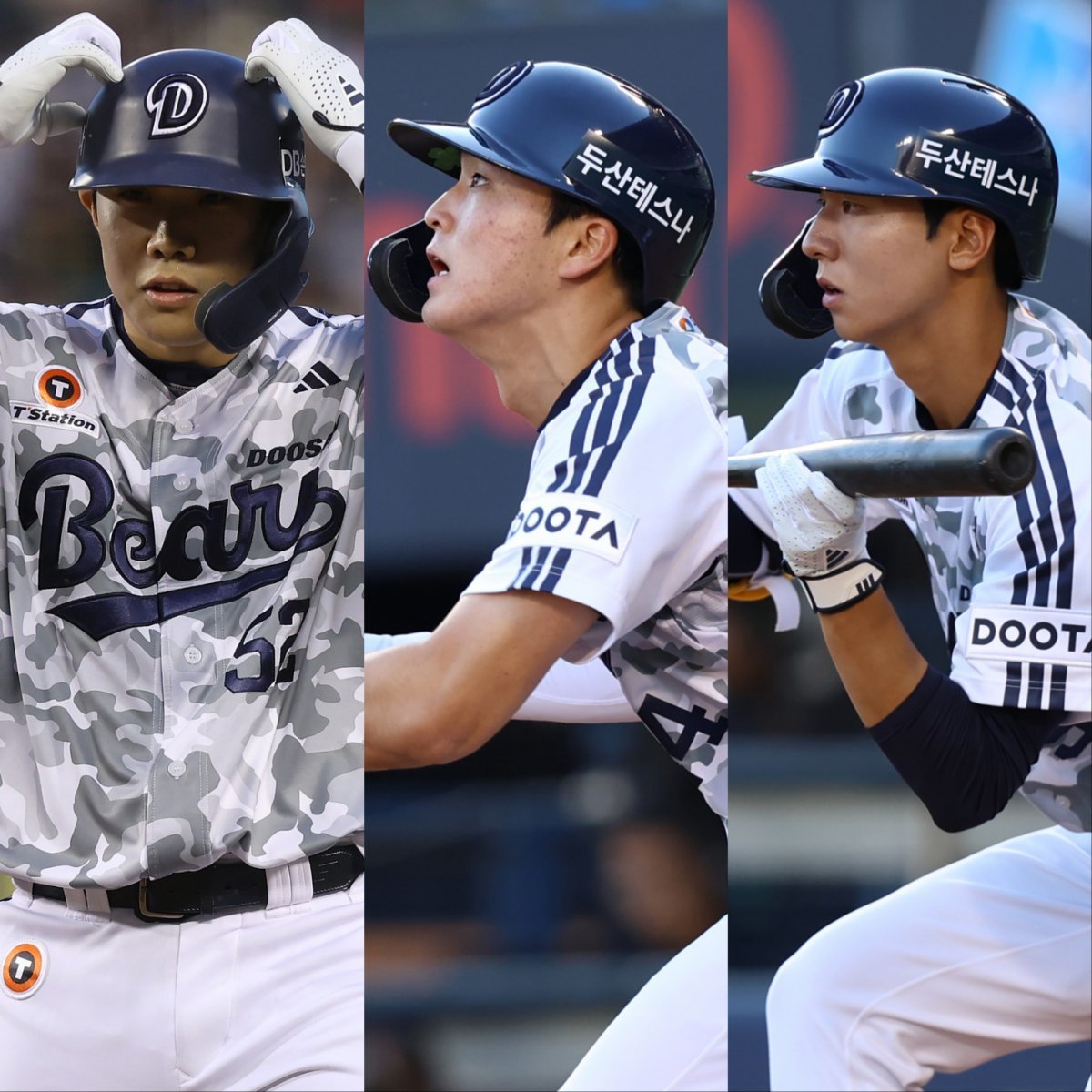 두산이 많은 공을 들이고 있는 2025년 신인 내야수 박준순-이선우-김준상(왼쪽부터). 사진제공|두산 베어스