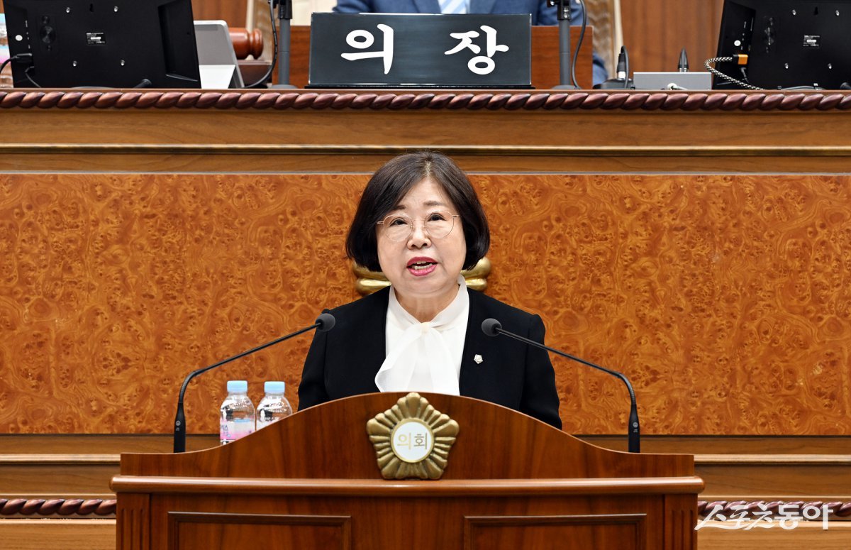 이계옥 의정부시의원이  9일 시의회 본회의에서 5분 발언하고 있다. 사진제공ㅣ의정부시의회