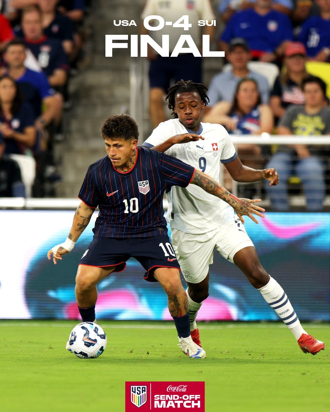 마우리시오 포체티노 감독이 지휘하는 미국은 11일(한국시간) 조디스파크에서 열린 스위스와 홈 평가전에서 0-4 완패를 당했다. 사진출처｜미국축구국가대표팀 페이스북