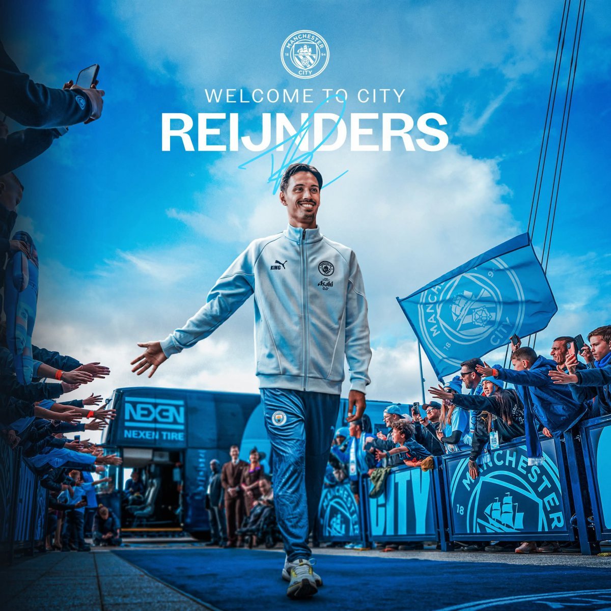 맨시티는 티자니 레인더르스의 입단을 환영하기 위한 이미지를 SNS 채널에 공개했다. 사진출처｜맨체스터시티 페이스북
