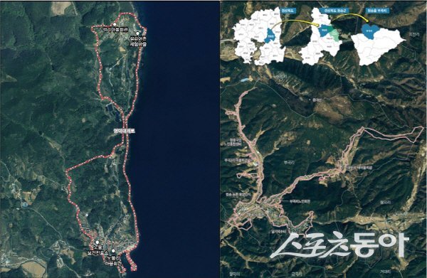 국토교통부 특별재생지역으로 지정된 영덕 석리 노물리(왼쪽)와 청송군 부곡리 일원. 사진제공 ㅣ 경북도