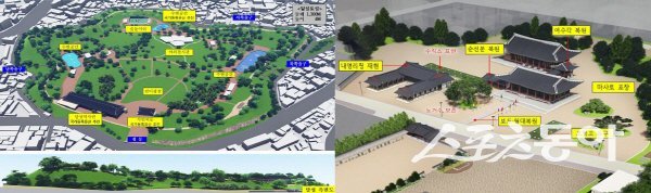 대구시가 확정한 국가사적 달성토성(왼쪽)과 경상감영 복원사업 조감도. 사진제공 ㅣ 대구시