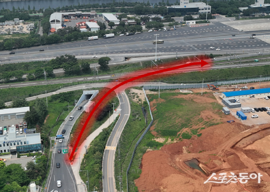 인천도시공사, 청라TG 진출연결로 확장공사 예정 노선도. 사진제공|인천도시공사