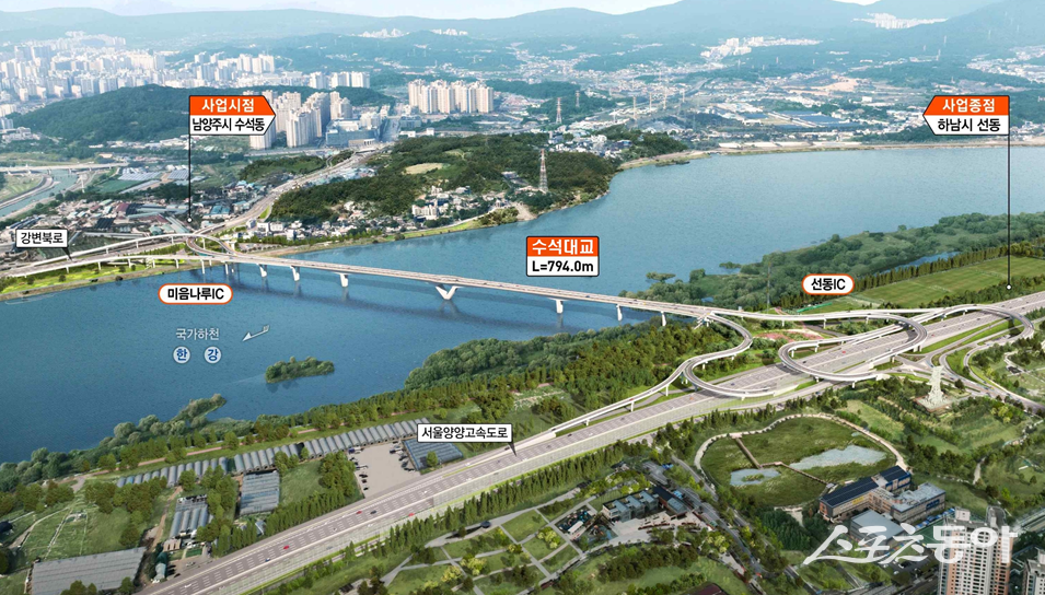 수석대교, 왕숙 신도시 광역교통의 핵심(조감도) 사진제공ㅣ남양주시