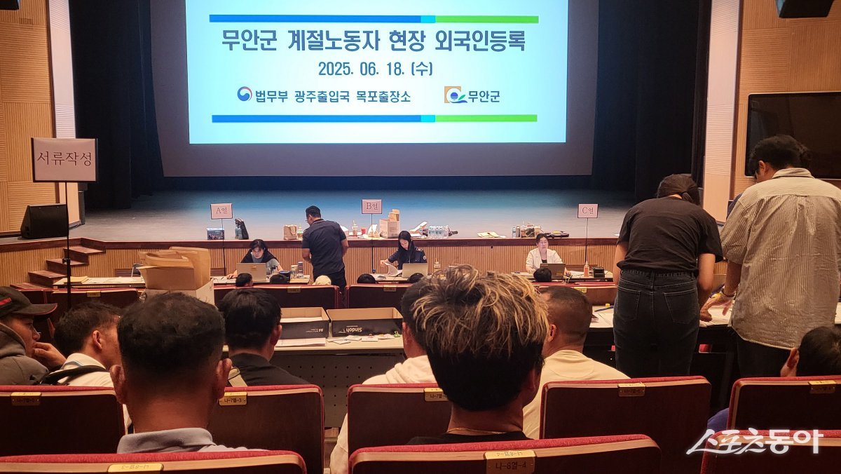 무안군이 계절노동자를 대상으로 한 현장 외국인등록 민원서비스를 제공했다. 사진제공=무안군