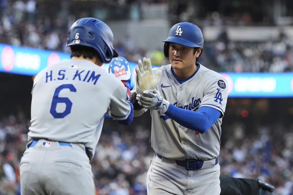 다저스 김혜성(6번)은 12일 샌프란시스코전에서 8번타자 2루수로 선발출전해 4타수 3안타 1득점 2도루로 활약했다. 샌프란시스코(미 캘리포니아주)|AP뉴시스