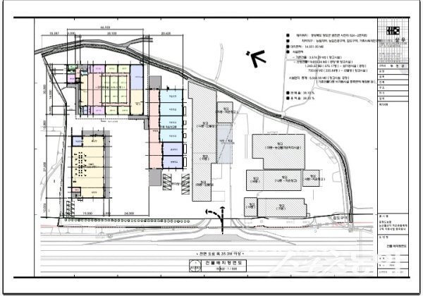 동청도농협이 현 조합장 소유의 토지를 일부 수용해 추진하고 있는 농기계 보관창고 신축사업 도면 . 사진제공 ㅣ 동청도농협