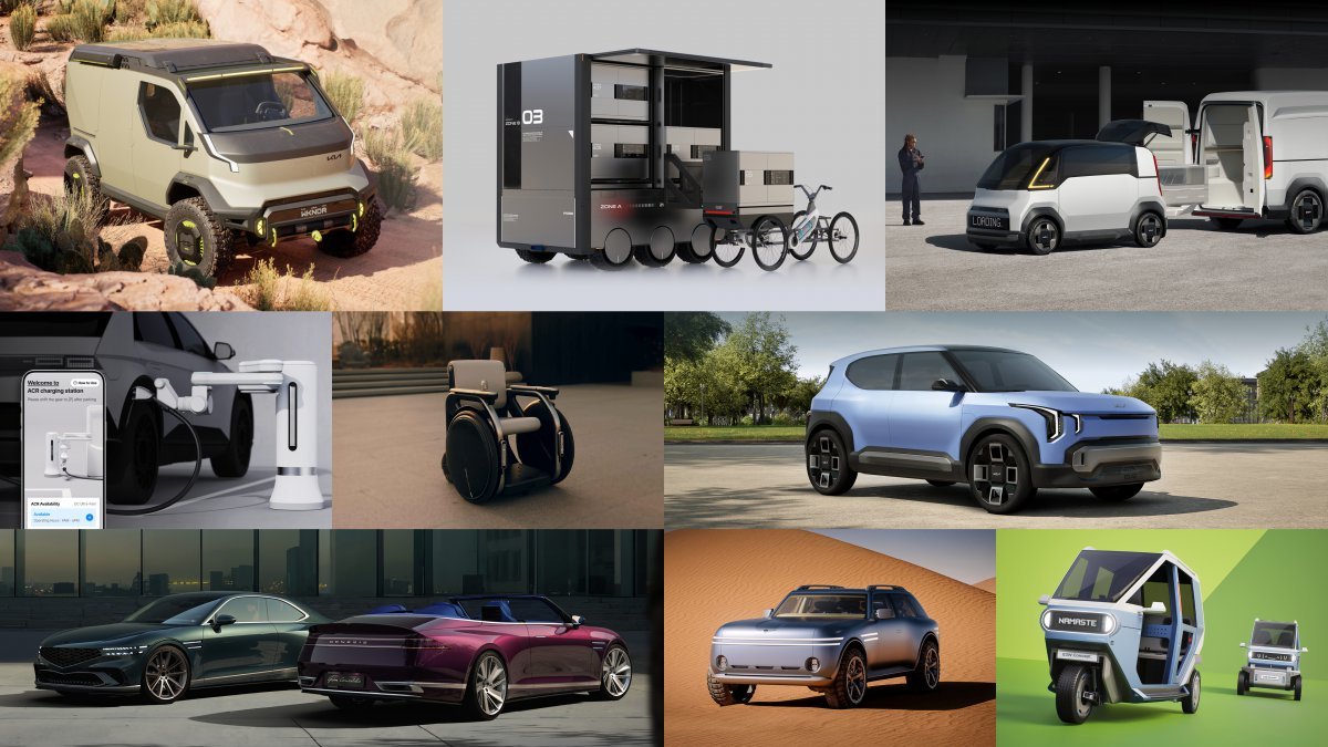 현대자동차·기아는 21일 ‘2025 레드 닷 어워드: 콘셉트 디자인’에서 최우수상 2개와 본상 9개 등 11관왕을 달성했다고 밝혔다. ‘2025 레드 닷 어워드: 콘셉트 디자인’에서 수상한 출품작들. 사진제공 ｜현대차