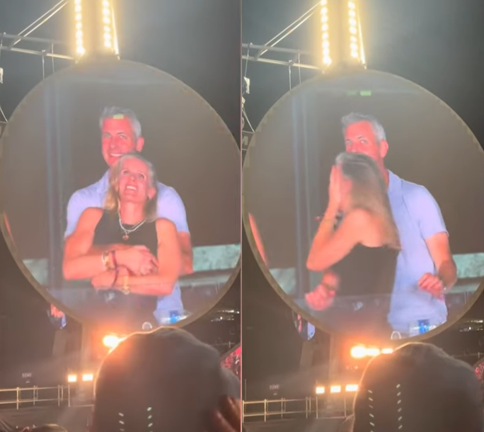 세계적인 밴드 콜드플레이 콘서트에서 진행된 관객 참여형 이벤트 ‘키스 타임’이 글로벌 ‘불륜 밈’ 유행을 촉발시켰다. ‘키스 타임’ 이벤트 도중 유력 IT 기업 CEO의 불륜 정황이 포착되면서다. 사진출처|틱톡 캡처