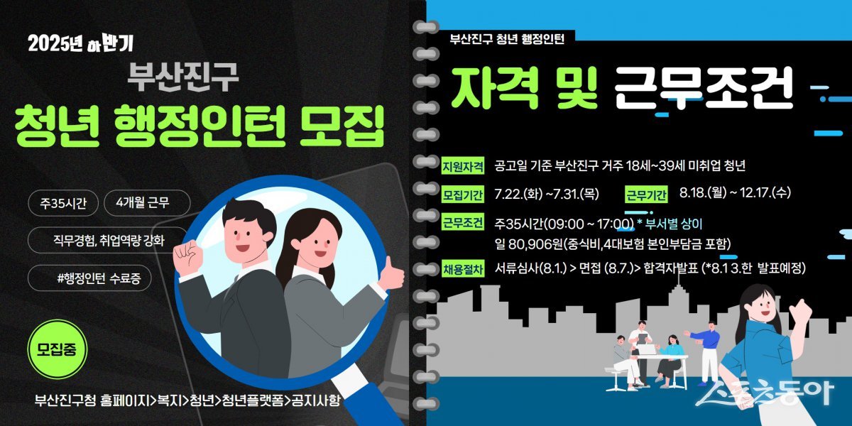 부산진구, 하반기 청년 행정인턴 모집 리플릿. (사진제공=부산진구)