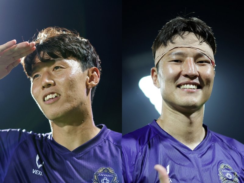 김보경(왼쪽)과 권경원의 존재는 단순한 전력 보강을 넘어선다. 실력과 경험, 그리고 팀을 위한 헌신과 리더십까지 갖춘 이들의 합류는 후반기 안양의 가장 든든한 버팀목이자 잔류 경쟁에서 가장 큰 무기다. 사진제공｜한국프로축구연맹